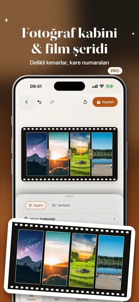 Fotoğraf kabini ve film şeridi: delikli kenarlı, kare numaralı şerit